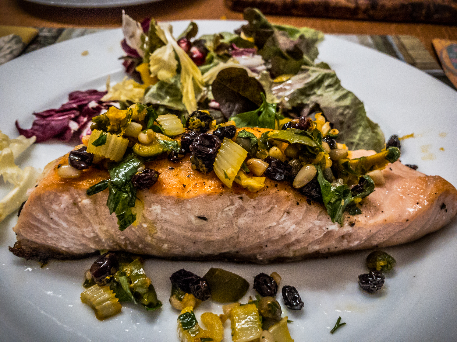 PanSeared Salmon With Celery, Olives and Capers Searching4Zen