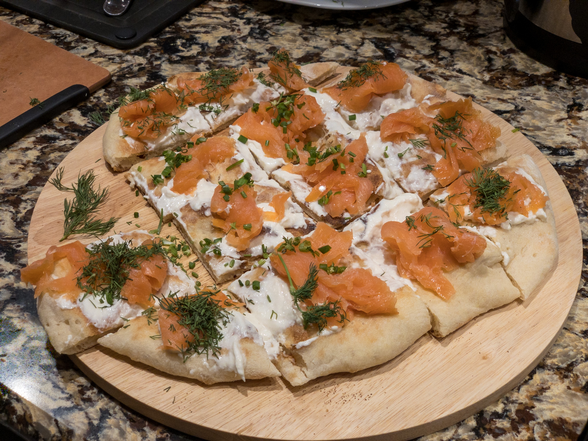 Smoked Salmon & Cream Cheese Thin & Crispy Pizza | Searching4Zen
