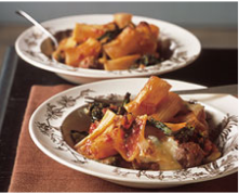 Baked Rigatoni with Sausage Meatballs and Broccili Rabe | Searching4Zen